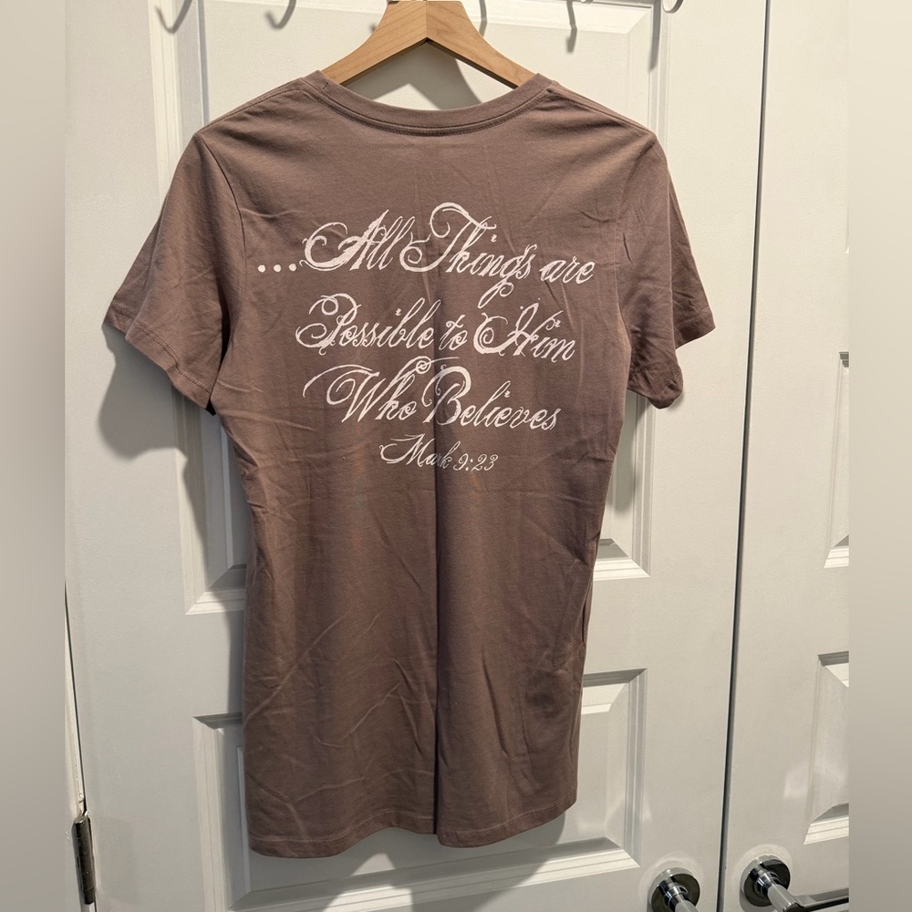 Go Fish brand Believe Bible Verse Fitted T-Shirt, NEW!